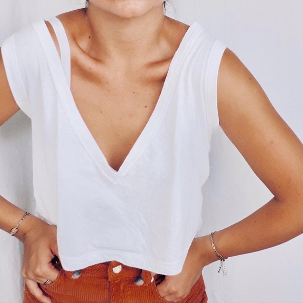 White V-Neck Top